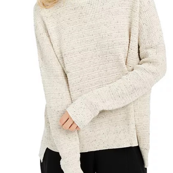 Eileen Fisher Sweaters - Eileen Fisher Hi-Low Organic Cotton Blend Marled Sweater in cream, size Large